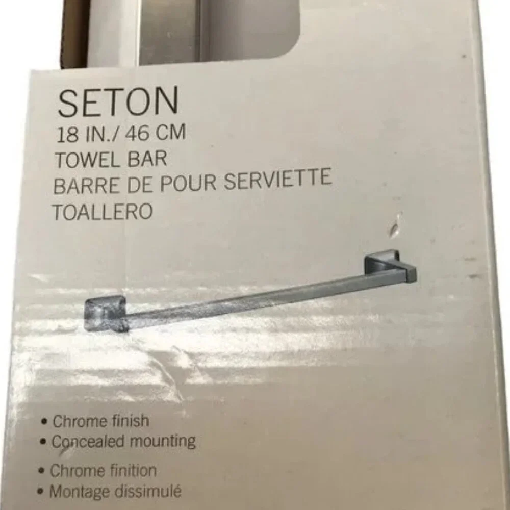New Sealed Seton 18 Inch Chrome Towel Bar, Metal (Bathroom / Shower)